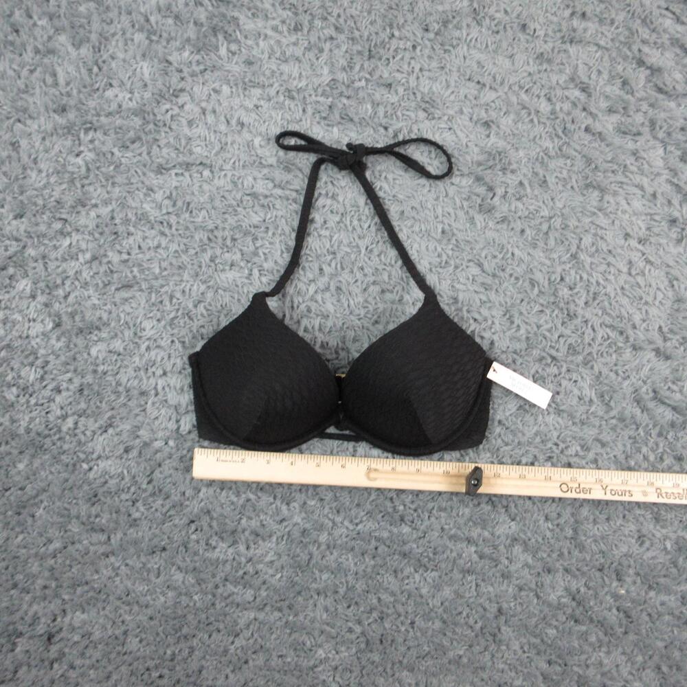 Victoria's Secret Bikini Top Womens Small 32D Black Swim Halter Underwire NWT